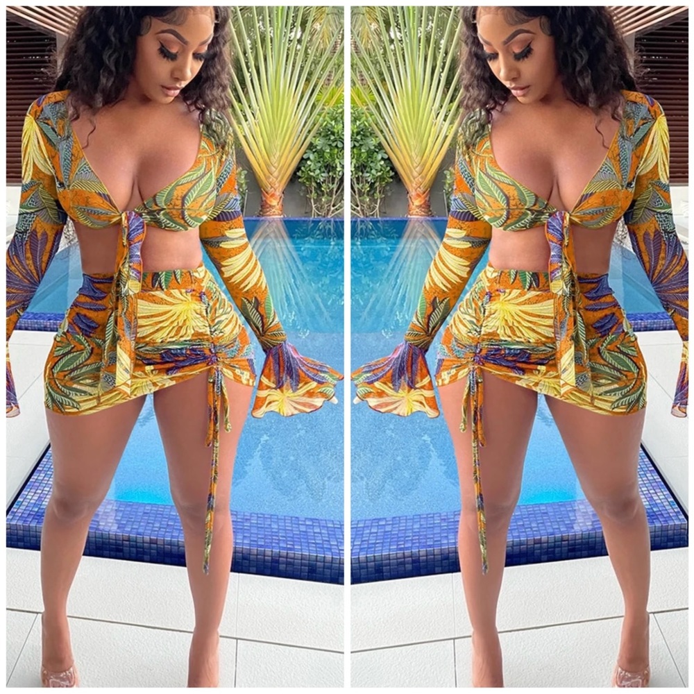 Floral Sheer Skirt Set